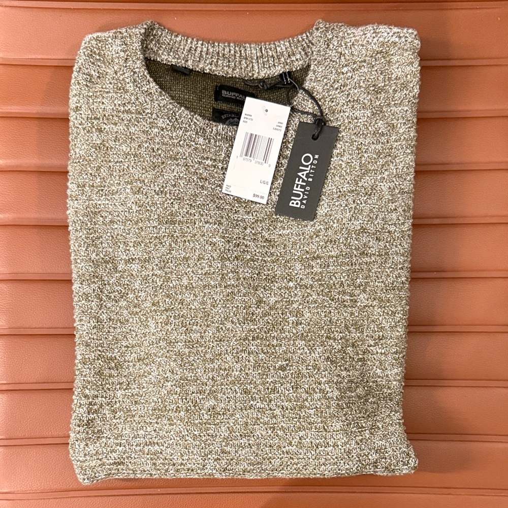 Buffalo David Bitton Men's Olive Crewneck Sweater